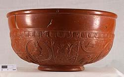 Samianware pot - red with raised design